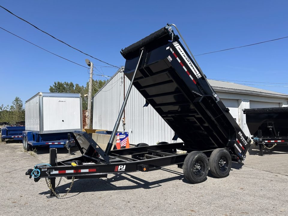 New 2026 PJ Trailers 7 X 14 FT LOW PRO TELESCOPIC DUMP TRAILER VOYAGER PKG 15K GVWR Dump Trailer