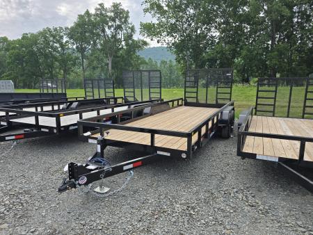 New 2026 Sure-Trac 7 x 20 10k Tube Top Utility- Bumper Pull- Set Back Jack- Spare Tire Carrier- Lay Flat Gate- Contractor Gate- LED Lighting- D-Ring Tie Downs- Adjustable Coupler