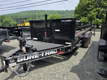 New 2026 Sure-Trac 7 x 14 15.4k Dump Trailer - I-Beam Frame - 7 Gauge Floor - Telescopic Ram - Spare Tire Carrier - 12K Drop Leg Jack - Combo Gate - LED Lighting - Stake Pockets - Adjustable Coupler - Integrated Tarp