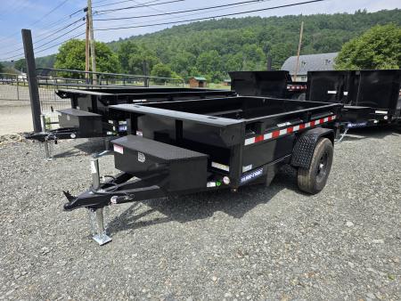 New 2026 Sure-Trac 5 x 8 5k Dump Trailer - Single Ram - Spare Tire Carrier - Barn Door Gate - LED Lighting - Stake Pockets - Integrated Tarp Mount