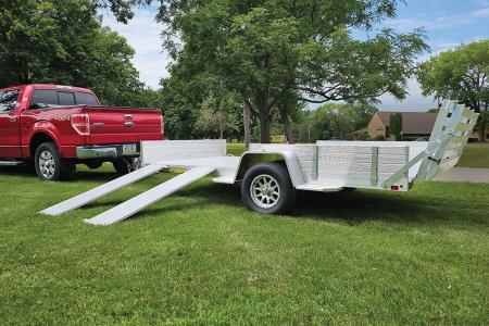 New 2027 Aluma 80"X12' Aluminum Utility Trailer with Side ATV Ramps and Bi-Fold Tailgate