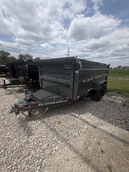New 2027 PJ Trailers DM142 Dump Trailer 83X14 TA HIGH SIDES (GVW:15400) GRAY