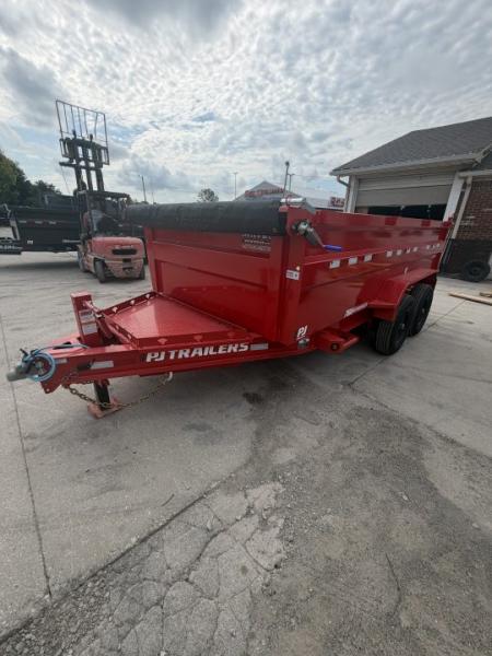 New 2026 PJ Trailers DM142 Dump Trailer 83X14 TA 36  SIDES (GVW:15400) RED