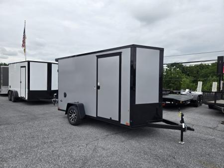 New 6 x 12 Look ST DLX V-Nose Cargo Trailer, 3K GVWR ***Silver Composite w/Blackout Trim, Ramp Door, Alum Wheels, Rear Flare w/ LED Lights