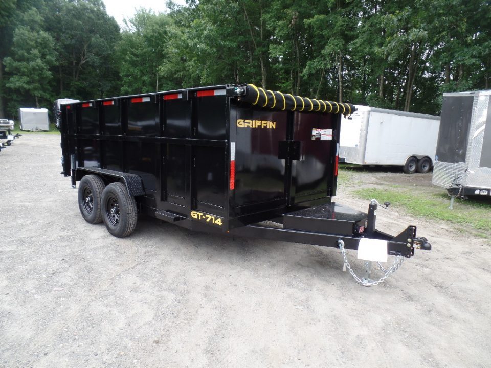 New GRIFFIN BRAND , 14 FT, Dump Trailer 7X14X4'High Sides 14,000 lb. GVWR, Griffin Brand. Triple Frame, Ramps