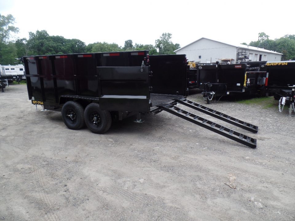 New GRIFFIN BRAND , 14 FT, Dump Trailer 7X14X4'High Sides 14,000 lb. GVWR, Griffin Brand. Triple Frame, Ramps