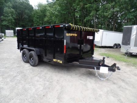 New GRIFFIN BRAND , 14 FT, Dump Trailer 7X14X4'High Sides 14,000 lb. GVWR, Griffin Brand. Triple Frame, Ramps