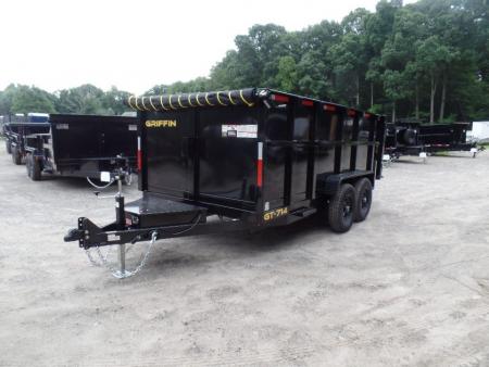 New GRIFFIN BRAND , 14 FT, Dump Trailer 7X14X4'High Sides 14,000 lb. GVWR, Griffin Brand. Triple Frame, Ramps