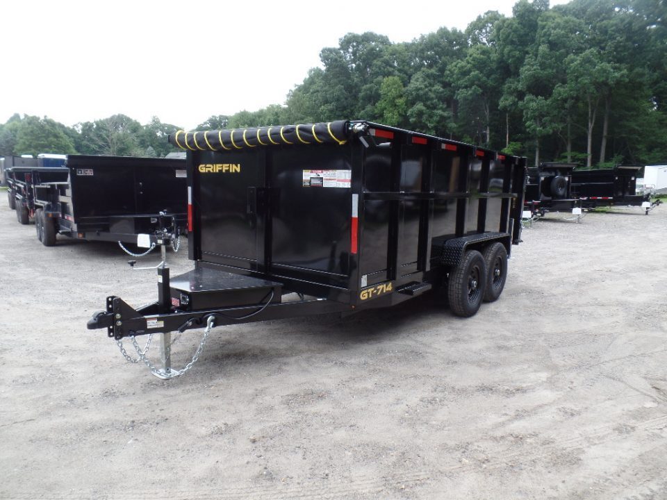New GRIFFIN BRAND , 14 FT, Dump Trailer 7X14X4'High Sides 14,000 lb. GVWR, Griffin Brand. Triple Frame, Ramps