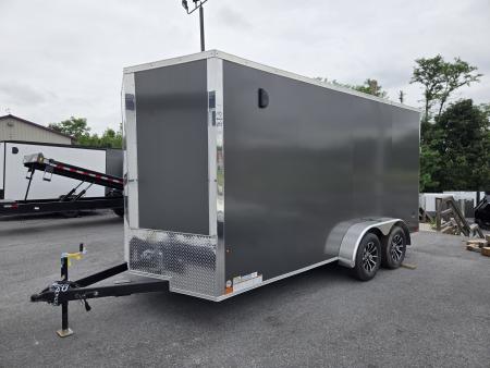 New 7 x 16 Look ST DLX V-Nose Cargo Trailer, 7k GVWR ***Gray Composite Exterior, Ramp Door, Alum Wheels, Rear Flare w/ Lights