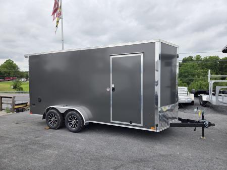 New 7 x 16 Look ST DLX V-Nose Cargo Trailer, 7k GVWR ***Gray Composite Exterior, Ramp Door, Alum Wheels, Rear Flare w/ Lights