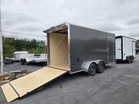 New 7 x 16 Look ST DLX V-Nose Cargo Trailer, 7k GVWR ***Gray Composite Exterior, Ramp Door, Alum Wheels, Rear Flare w/ Lights
