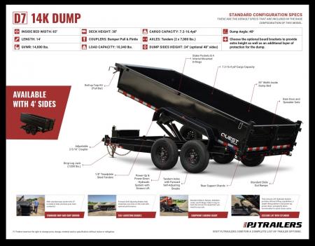 New 2027 PJ Trailers D7142 Dump Trailer 83X14 TA HIGH SIDE (GVW:14000) BLACK