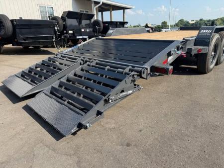 New EWB 83X20 (12+3) 14K EQUIPMENT TRAILER W/ JUMBO RAMPS - GRAY