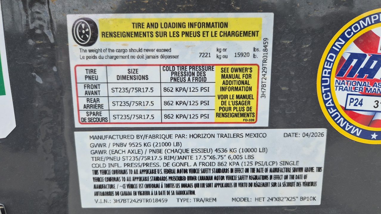 New 2026 Horizon Trailers HET 24' x 82" x 25" BP 21K TILT Equipment Trailer