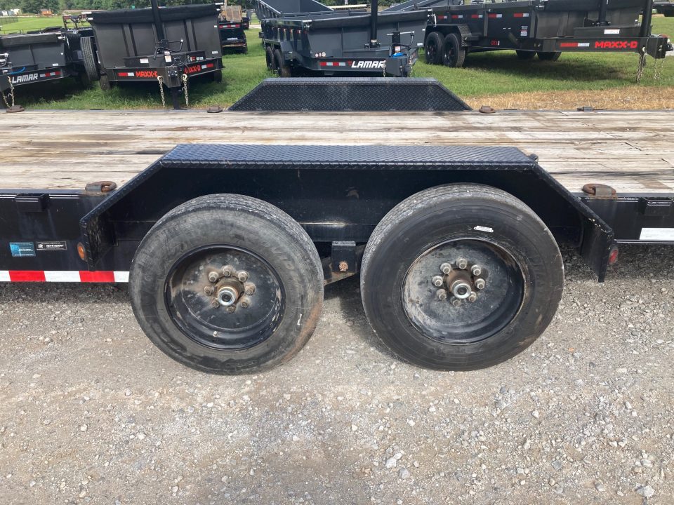 Used 2021 Load Trail 83X24 TANDEM 16K EQUIPMENT W/ STAND UP RAMPS & FORK HOLDERS Equipment Trailer
