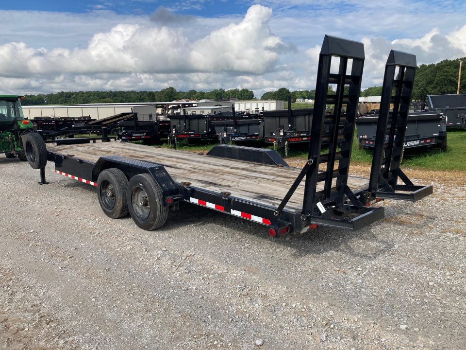 Used 2021 Load Trail 83X24 TANDEM 16K EQUIPMENT W/ STAND UP RAMPS & FORK HOLDERS Equipment Trailer