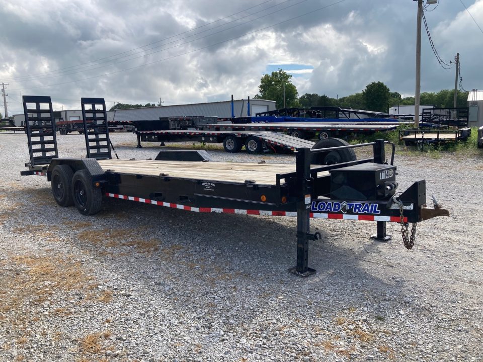 Used 2021 Load Trail 83X24 TANDEM 16K EQUIPMENT W/ STAND UP RAMPS & FORK HOLDERS Equipment Trailer