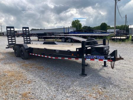 Used 2021 Load Trail 83X24 TANDEM 16K EQUIPMENT W/ STAND UP RAMPS & FORK HOLDERS Equipment Trailer