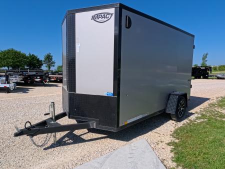 New 2026 Impact Trailers 6 x 12 x 6'6  Quake Cargo / Enclosed Trailer with 3500# Axle , Set Back Jack, Black Aluminum Wheel Assembly