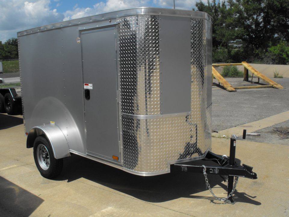 New Enclosed Trailer 4 X 8 Ramp Door 5' Int 080 Skin Silver Mist