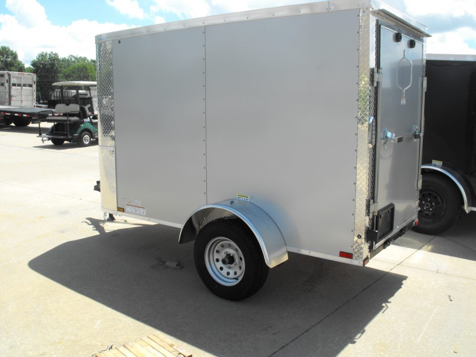 New Enclosed Trailer 4 X 8 Ramp Door 5' Int 080 Skin Silver Mist