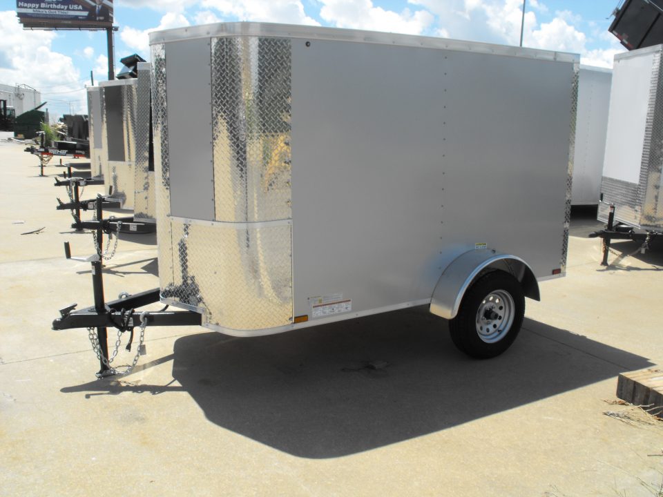 New Enclosed Trailer 4 X 8 Ramp Door 5' Int 080 Skin Silver Mist
