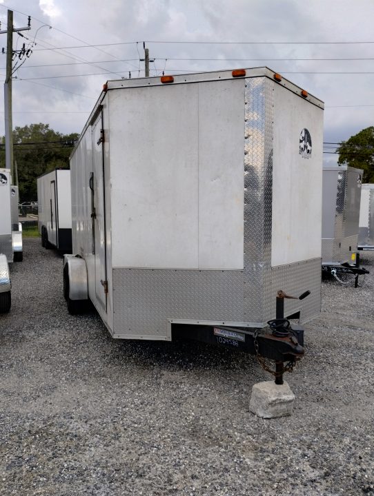 Used 2012 7' x 16' White Enclosed Trailer Dual Axle