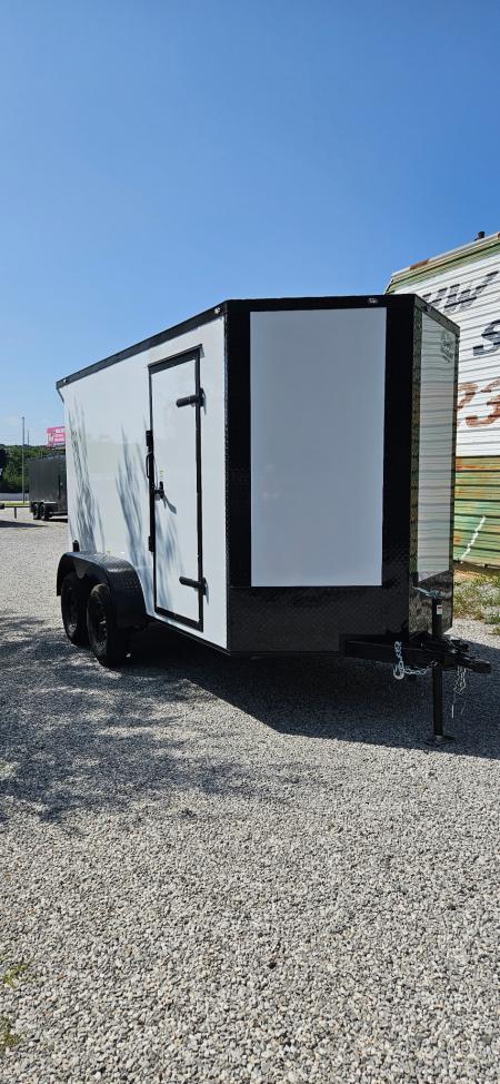 New 2026 Family Trailer 6X12 Tandem Axles Cargo / Enclosed Trailer_ Screwless Exterior- Blackout Pkg.-Rear Spoiler