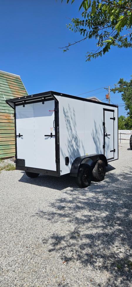 New 2026 Family Trailer 6X12 Tandem Axles Cargo / Enclosed Trailer_ Screwless Exterior- Blackout Pkg.-Rear Spoiler
