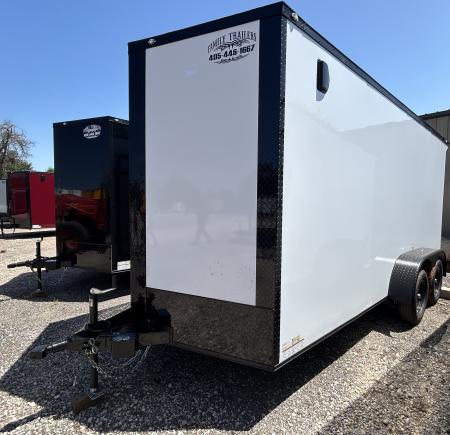 New 2026 Family Trailer 7x16 Tandem Axles Cargo / Enclosed Trailer- Screwless Exterior- Blackout Pkg.- Rear Spoiler