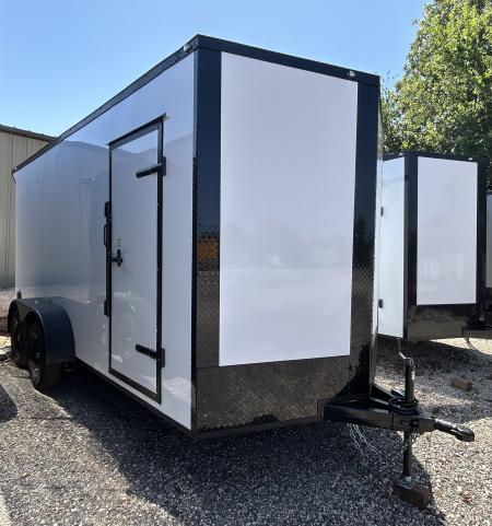 New 2026 Family Trailer 7x16 Tandem Axles Cargo / Enclosed Trailer- Screwless Exterior- Blackout Pkg.- Rear Spoiler