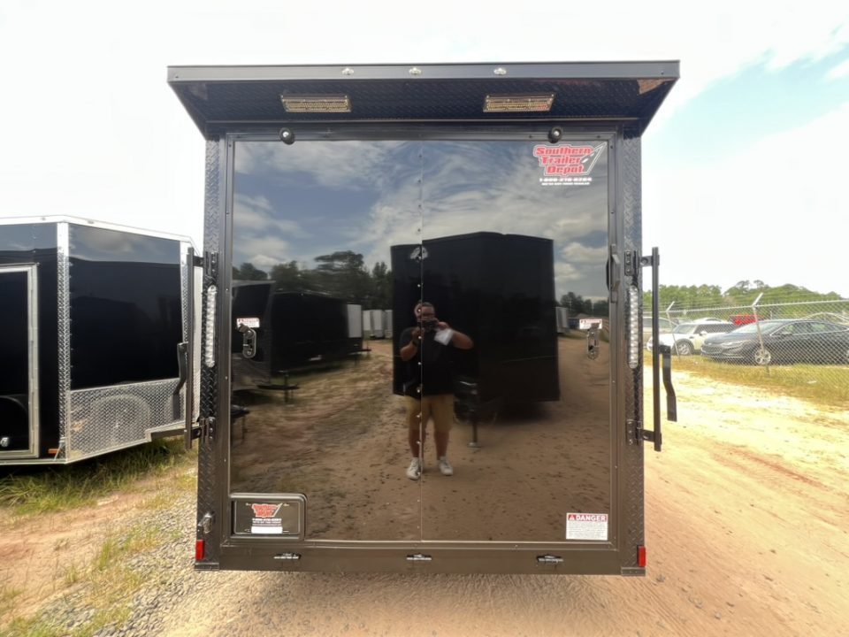 New 2027 Titanium 7x14 Tandem Axle Enclosed Cargo Trailer – Black Polycore Blackout Package Rear Spoiler