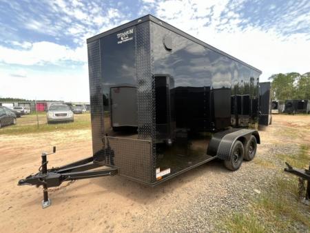 New 2027 Titanium 7x14 Tandem Axle Enclosed Cargo Trailer – Black Polycore Blackout Package Rear Spoiler