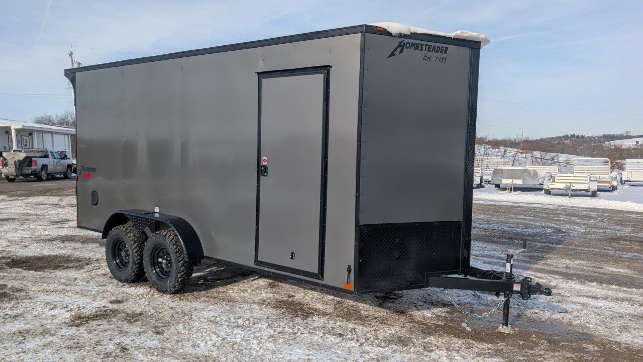 New 2027 Homesteader 7x16 Intrepid "OVERLAND" V-Nose Cargo Trailer w/ Ramp Door (84" INSIDE)