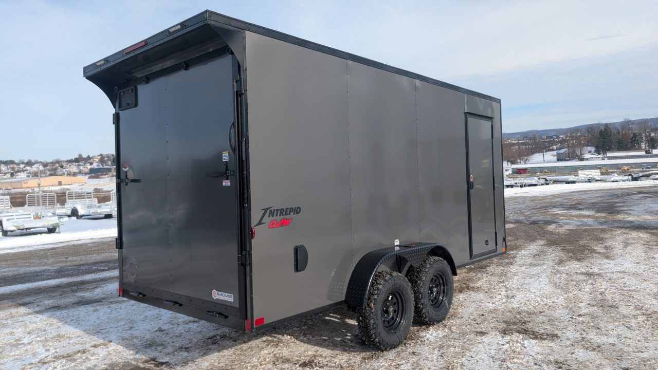 New 2027 Homesteader 7x16 Intrepid "OVERLAND" V-Nose Cargo Trailer w/ Ramp Door (84" INSIDE)