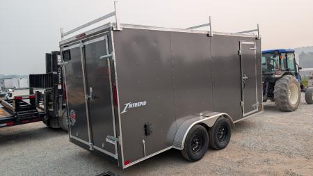 New 2027 Homesteader 7x16 Intrepid V-Nose Contractor Cargo Trailer w/ Barn Doors & Ladder Racks