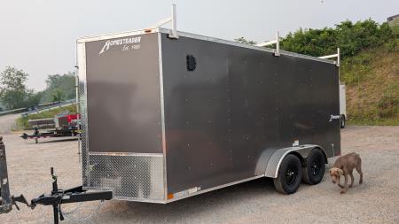 New 2027 Homesteader 7x16 Intrepid V-Nose Contractor Cargo Trailer w/ Barn Doors & Ladder Racks