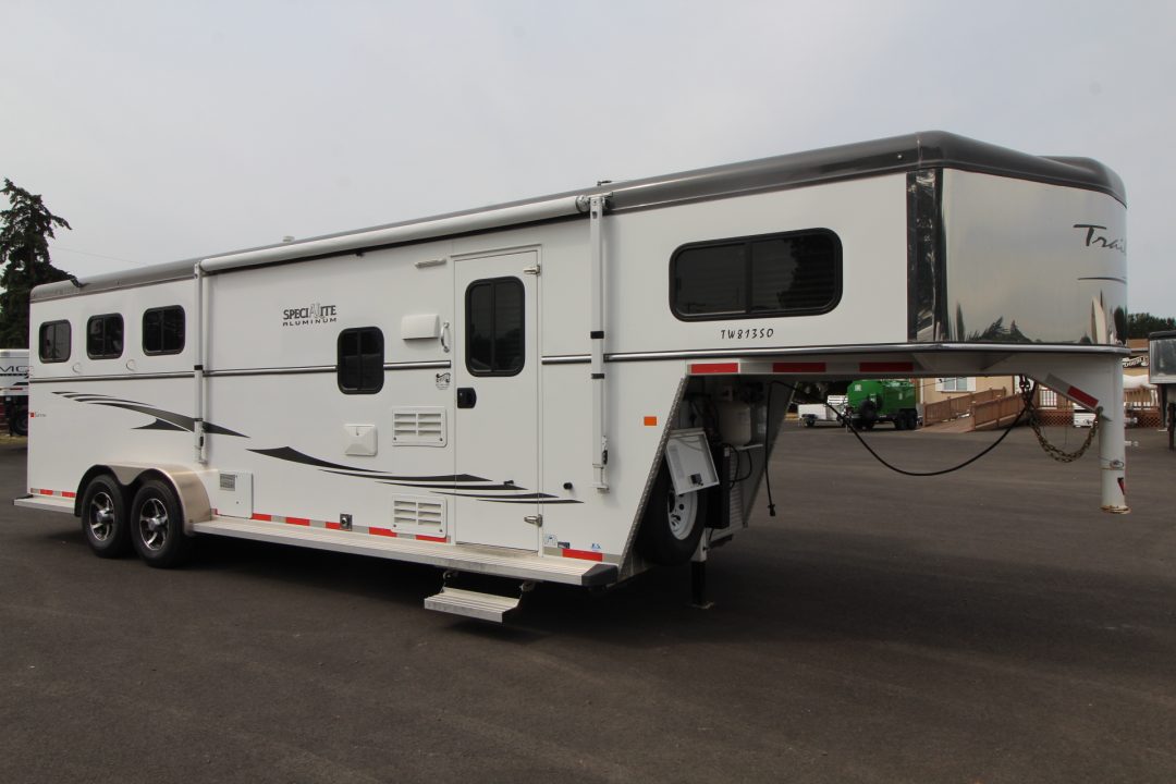 Used 2016 Trails West Sierra SpeciaLite 8x13 LQ w/ Slide Out 3 Horse Trailer