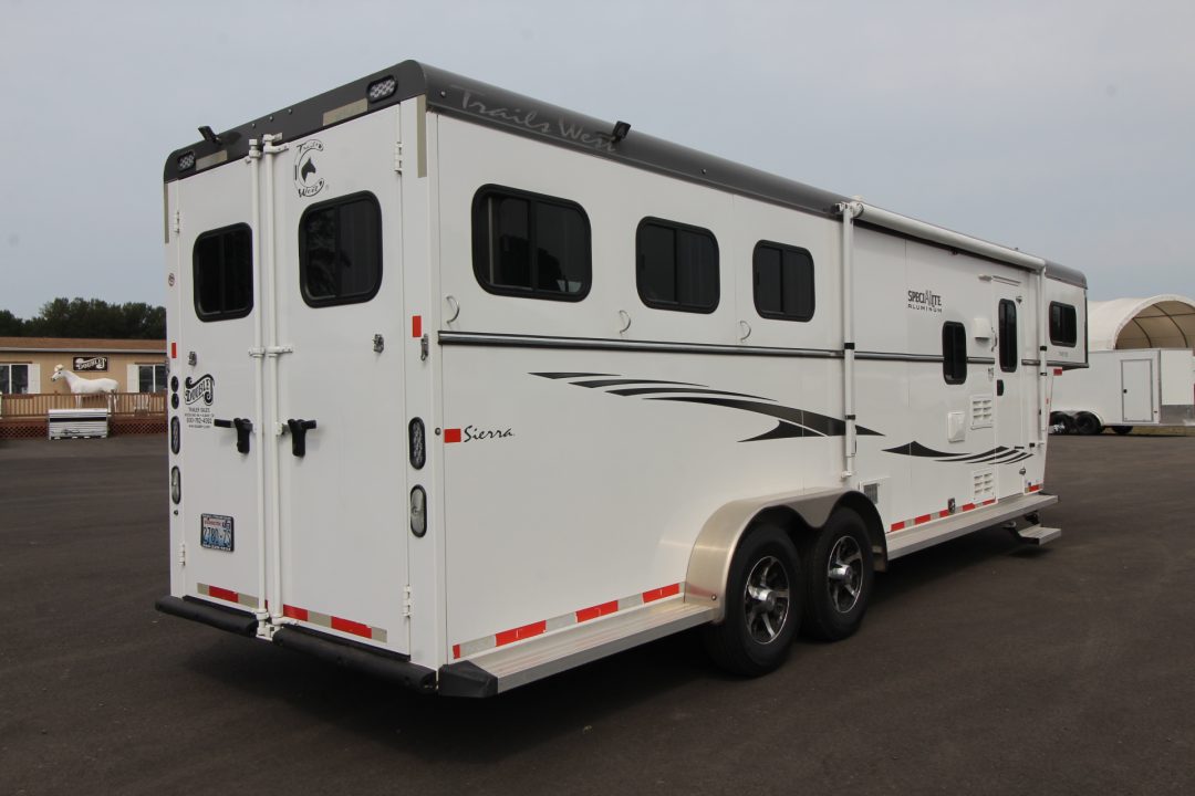 Used 2016 Trails West Sierra SpeciaLite 8x13 LQ w/ Slide Out 3 Horse Trailer