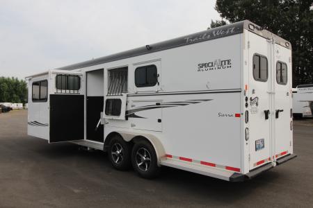 Used 2016 Trails West Sierra SpeciaLite 8x13 LQ w/ Slide Out 3 Horse Trailer