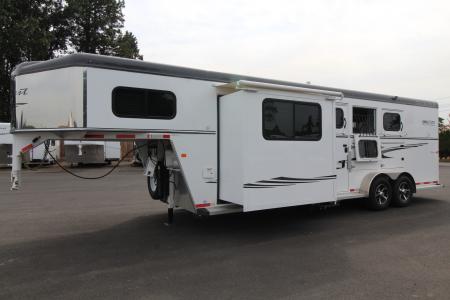 Used 2016 Trails West Sierra SpeciaLite 8x13 LQ w/ Slide Out 3 Horse Trailer