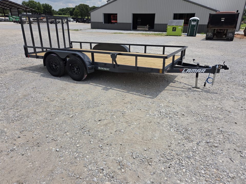 New 2027 Lamar 83X14 TANDEM 7K TUBE TOP UTILITY W/4' SPRING GATE