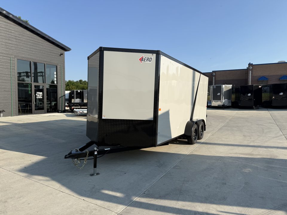 New NEW 2026 AERO 7x16 +2 V BLACKOUT Edition, WHITE Interior, QUALITY, Enclosed Rear Ramp Cargo Trailer