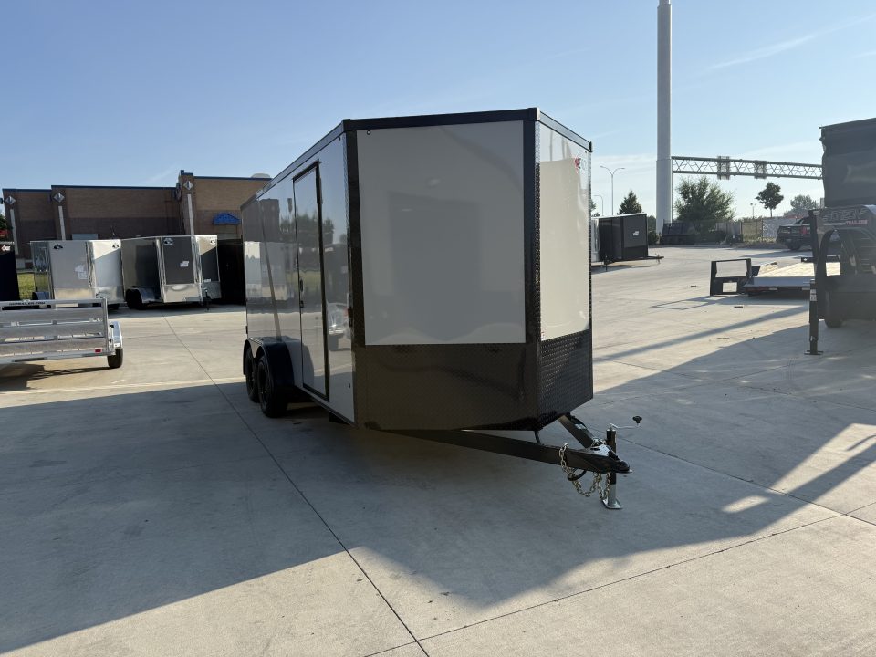 New NEW 2026 AERO 7x16 +2 V BLACKOUT Edition, WHITE Interior, QUALITY, Enclosed Rear Ramp Cargo Trailer