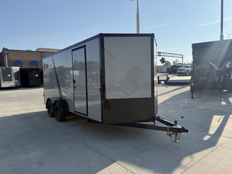 New NEW 2026 AERO 7x16 +2 V BLACKOUT Edition, WHITE Interior, QUALITY, Enclosed Rear Ramp Cargo Trailer