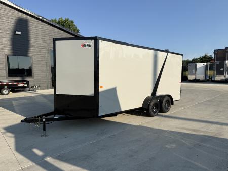 New NEW 2026 AERO 7x16 +2 V BLACKOUT Edition, WHITE Interior, QUALITY, Enclosed Rear Ramp Cargo Trailer