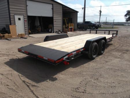 New 2026 J&C Trailers 83x20 7K Car Hauler / Racing Trailer / 2ft Steel Dovetail / 5ft Stow Away Ramps / Electric Brakes / LED Lights / Winch Plate
