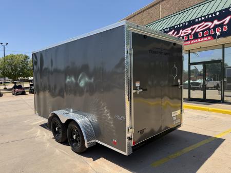 New #097976 2027 FOREST RIVER TA2 7 X 14 TANDEM AXLE 7K ENCLOSED W/ REAR RAMP DOOR