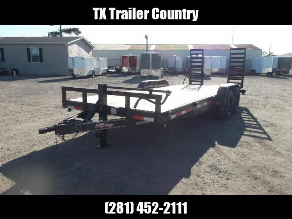New 2027 J&C Trailers 83x20 Heavy Duty 14K Car Hauler / Equipment Trailer / Flat Deck / 7000# Axles / 10K Jack / 2ft Dovetail / 5ft HD Stand Up Ramps